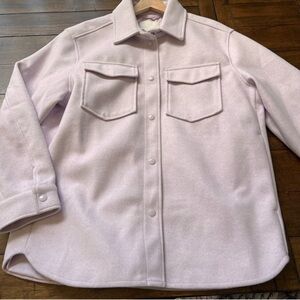 H&M Shacket Long Sleeve Light Purple Button Up plaid Jacket Relaxed size S